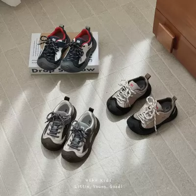 XSHX children's mountain outdoor shoes hook-and-loop unisex autumn hiking covered toe non-slip retro · YANYAN China shoe factory