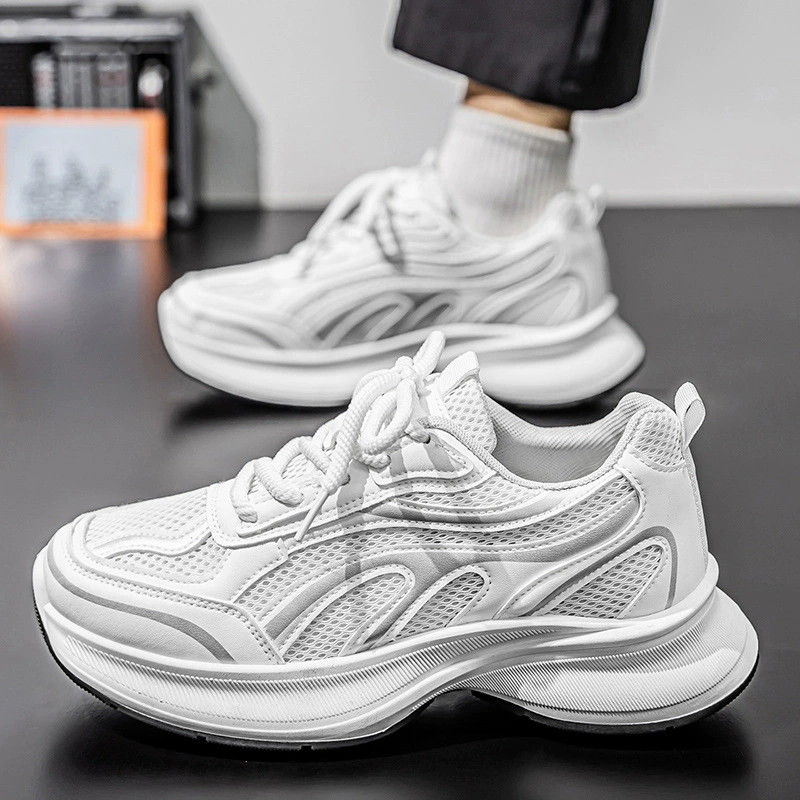 2026 Spring New Men's Mesh Breathable Casual Sports Shoes Thick Sole Height Increase Dad Youth Shoes