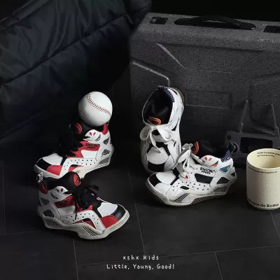 XSHX retro American sport shoes high-top basketball shoes unisex ethnic design hook-and-loop heavy dirty autumn winter