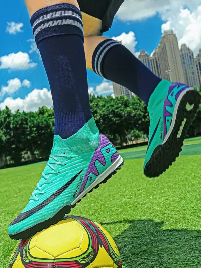 Cross-Border New Soccer Shoes for Men and Kids, High-Top, TF Studs, Wholesale · YANYAN China shoe factory
