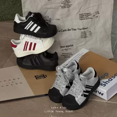 XSHX big head shell shoes new wide toe children's shoes unisex hook-and-loop rubber sole autumn new