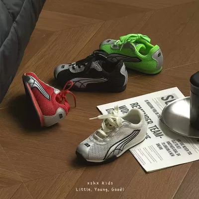 XSHX racing functional thin sole children's mesh sport breathable skate shoes unisex retro hook-and-loop