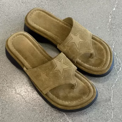 Women's Star Platform Thong Sandals Summer Casual Beach Slide Slippers