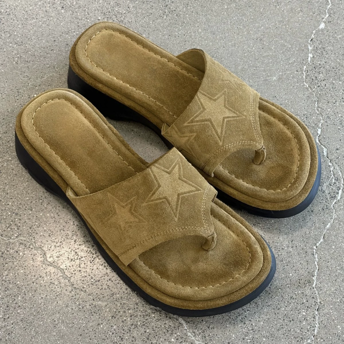 Women's Star Platform Thong Sandals Summer Casual Beach Slide Slippers