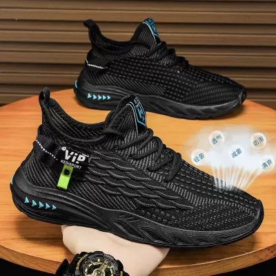 New Casual Men's Breathable Winter Knit Shoes Lightweight Work Mesh Sports Sneakers