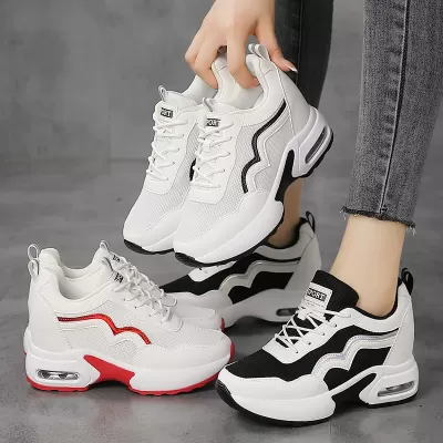 Wholesale Height-Increasing Women's Shoes, Mesh Breathable, Thick Sole, Casual, Cross-Border