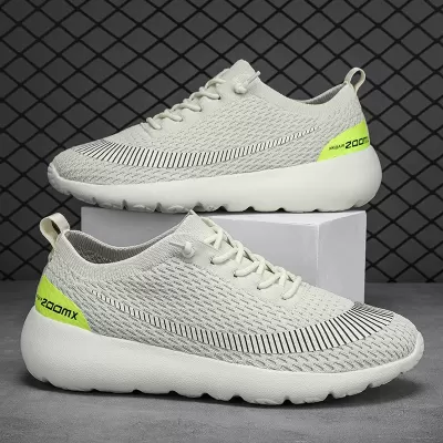 Cross-Border Knit Sports Shoes, Four Seasons, Unisex, Lace-Up, Breathable, Anti-Slip