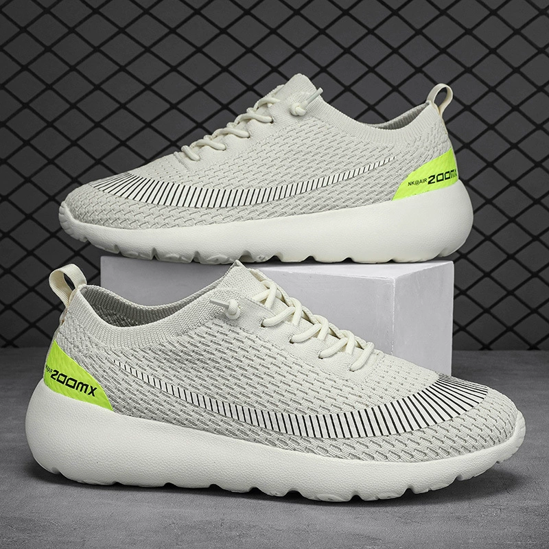 Cross-Border Knit Sports Shoes, Four Seasons, Unisex, Lace-Up, Breathable, Anti-Slip