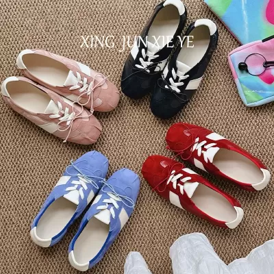 Women's Sporty Ballet German Trainer Shoes 2025 Summer Bow Mary Jane Flats · YANYAN China shoe factory