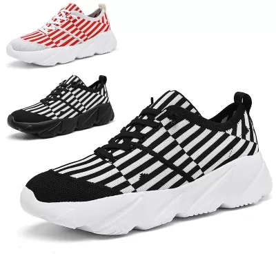 Cross-Border New Slip-On Casual Shoes, Unisex, Thick Sole, Knit, Men's Dad Shoes
