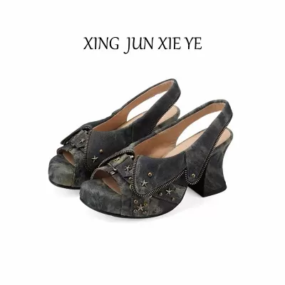 Women's Punk Platform Open Toe Sandals 2025 Summer Retro Buckle Strap Heels · YANYAN China shoe factory