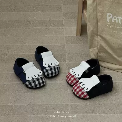 XSHX Girls Princess Shoes Autumn Mary Jane Wide Toe Korean Style Cute Mouse Design