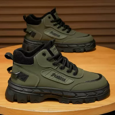 2026 Spring New Men's Outdoor Hiking Sports Casual Martin Boots Thick Sole Non-slip Height Increase Work Boots