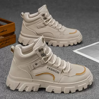 High-Top Men's Shoes Spring 2026 New Thick Sole Anti-Slip Martin Boots Outdoor Wear-Resistant Work Boots