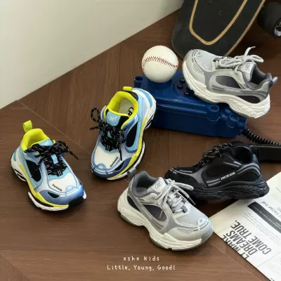 XSHX Heavy Trend Boys Girls Spring Summer Sports Dad Shoes Breathable Mesh Velcro Paris Style