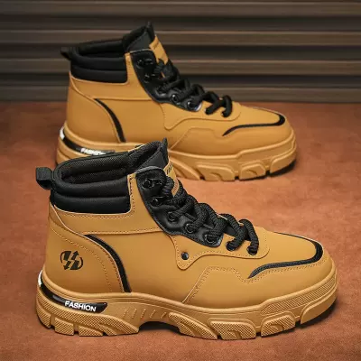Martin Boots Men 2026 Autumn New British Style Vintage Work Yellow Boots High-Top Outdoor Waterproof Leather Boots