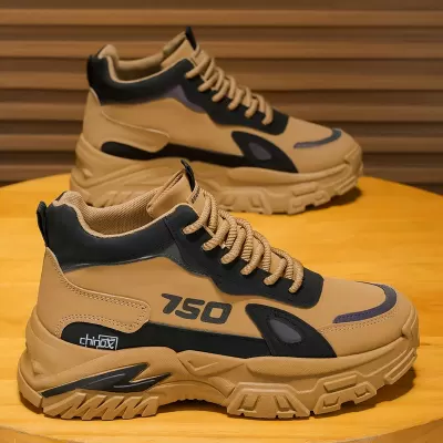 2025 Autumn Winter New Men's High-top Casual Martin Boots Trendy Sports Non-slip Thick Sole Work Shoes