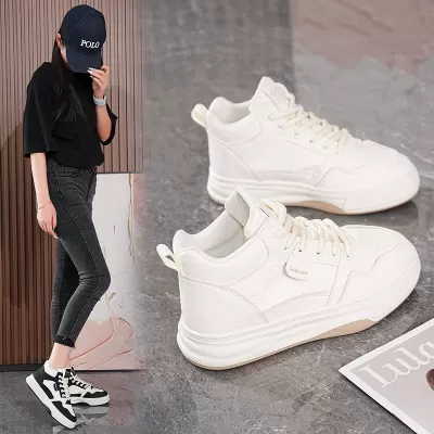 High Top White Sneakers Women Fall New Breathable Student Korean Thick Sole Casual Sneakers · YANYAN China shoe factory