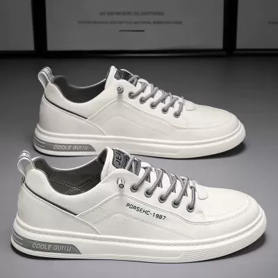 2026 New Spring Men's Casual Leather Shoes Korean Trendy White Skateboarding Shoes Model 1987 · YANYAN China shoe factory