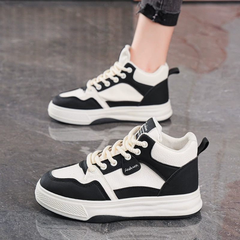 Thick Sole White Sneakers Women 2025 New Fall Student High Top Casual Sports Shoes