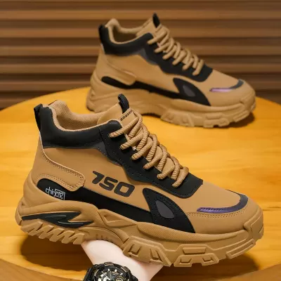 Autumn New Men's High-top Casual Sports Height Increase Non-slip Martin Boots Hiking Thick Sole Work Shoes