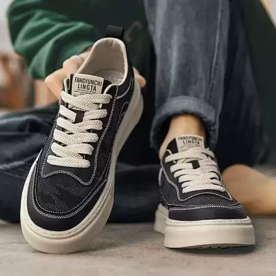 Canvas Men's Shoes Winter Breathable Black Cloth Shoes Camouflage Board Shoes Anti-Slip Heightening Casual Sports Shoes · YANYAN China shoe factory