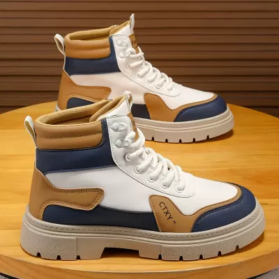 Martin Boots Men 2026 New Spring High-Top Thick Sole Heightening British Style Work Boots Motorcycle Casual Fashion Shoes