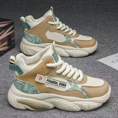 Sapatos Masculinos 2026 Primavera Cano Alto Basquete Sneakers Jovem Trendy Running Dad Shoes Aumento de Altura · YANYAN China shoe factory