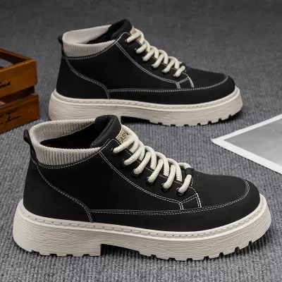 Men's Shoes 2026 New Spring British Style High-Top Outdoor Retro Work Leather Boots Casual Trendy Martin Boots