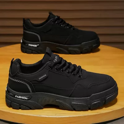 Autumn Men's Kitchen Leather Waterproof Non-slip Black Work Shoes Labor Protection Sports Martin Work Boots