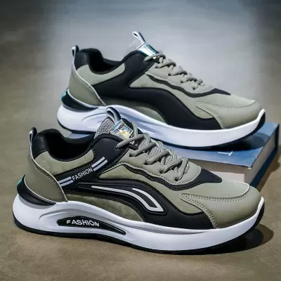 Men's Autumn Leather Running Shoes 2026 New Style Anti-Slip Waterproof Sports Shoes
