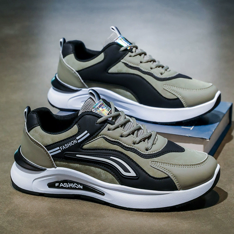 Men's Autumn Leather Running Shoes 2026 New Style Anti-Slip Waterproof Sports Shoes