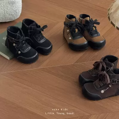 XSHX British Elegant Boys Girls Neutral Leather Boots Autumn Winter Side Zipper Breathable Warm Anti-Slip · YANYAN China shoe factory