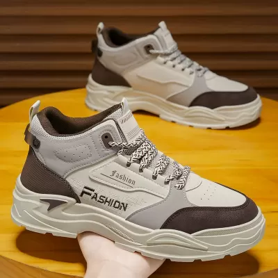 Men's Winter High Top Work Shoes Korean Style Thick Sole Martin Boots Casual Short Boots