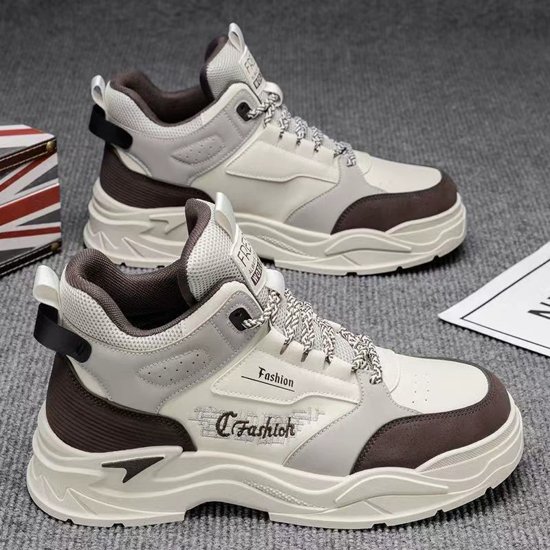Men's Winter High Top Work Shoes Korean Style Thick Sole Martin Boots Casual Short Boots