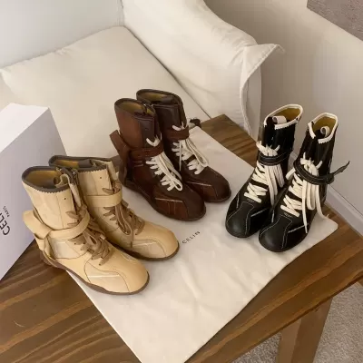Women's Wasteland Retro Color Block Lace Up Side Zip Martin Boots Fall · YANYAN China shoe factory