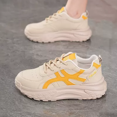 Fall Women's Breathable White Sneakers Korean Thick Sole Height Increasing Casual Dad Shoes · YANYAN China shoe factory