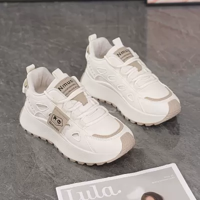 2025 Fall Women's Breathable Shoes Korean Thick Sole Height Increasing Casual Dad Sneakers · YANYAN China shoe factory