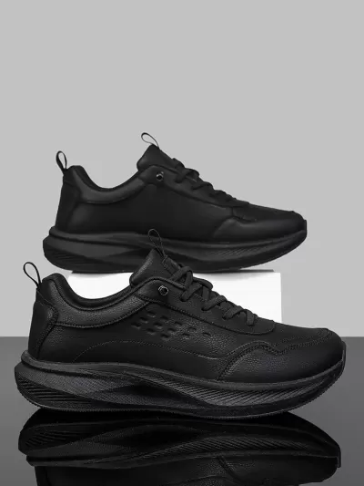 Cross-border New Men's Casual Shoes, Wide Toe Box, Black Waterproof Soft Sole Work Shoes