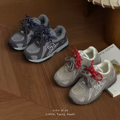 XSHX President Jogging Shoes Boys Girls Autumn Winter Retro Same Style Comfort Rubber Sole Velcro Fleece · YANYAN China shoe factory
