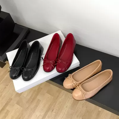 Women's Oily Wax Soft Leather Ballet Bow Flats Comfort Flat Shoes Fall