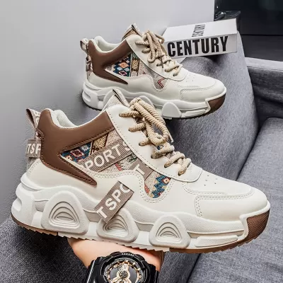 2026 Spring New High Top Breathable Casual Men's Shoes Teenager Running Thick Sole Anti-Slip Dad Shoes · YANYAN China shoe factory