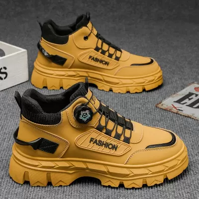 Men's 2026 Spring New High Top Casual Sports Shoes Thick Sole Heightening Anti-Slip Outdoor Work Martin Boots