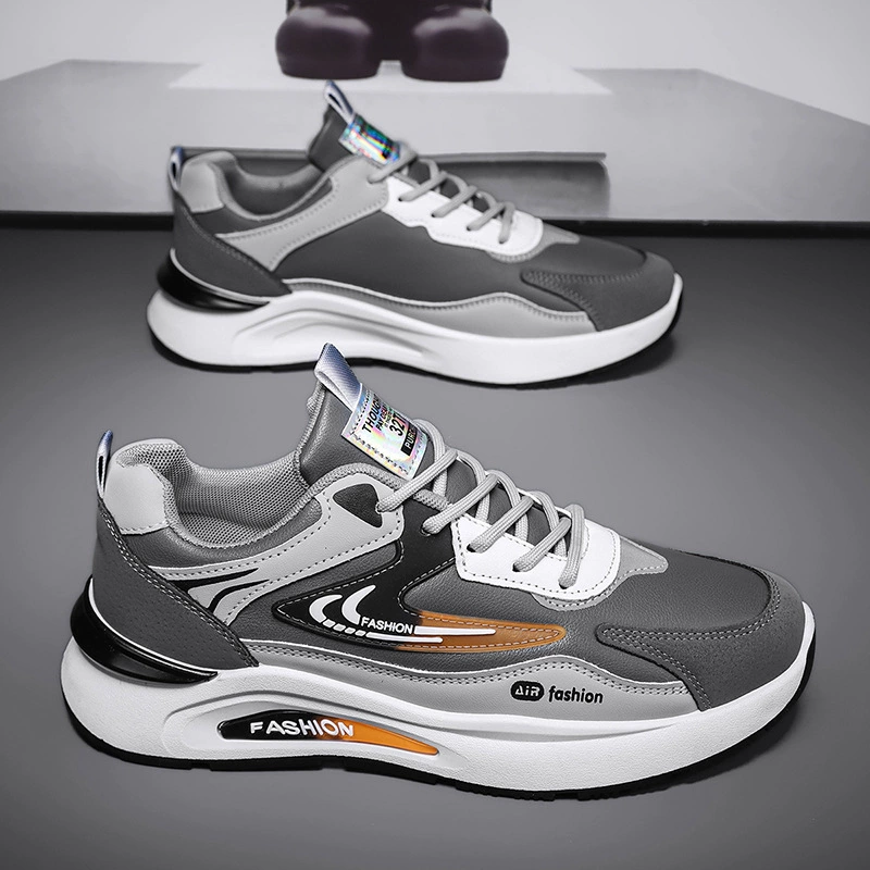 Men's Winter New Leather Waterproof Sports Shoes Trendy Casual Dad Shoes Soft Sole Anti-Slip Running Shoes