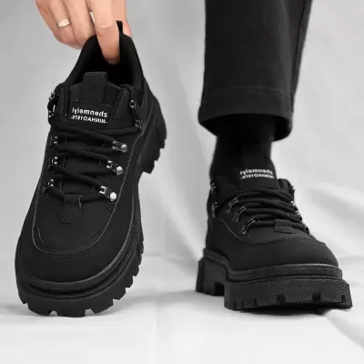 Men's Spring 2026 New Outdoor Work Martin Shoes Black British Style Casual Labor Shoes