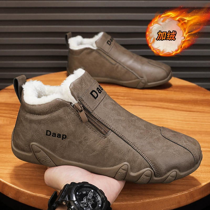 Men's Winter Fleece Lined Warm Sport Shoes Side Zipper Waterproof Work Durable Shoes 2025