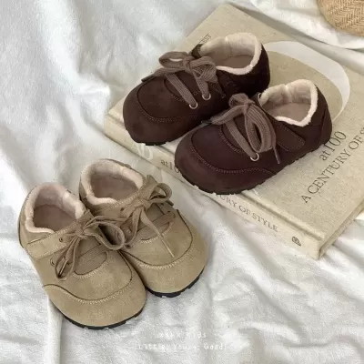 XSHX Korean Small Cotton Shoes Boys Girls Autumn Winter Variety Show Velcro Fleece Warm Amber Rubber Sole · YANYAN China shoe factory