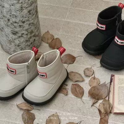 XSHX Animal Crossing Association Boys Girls Autumn Winter Fleece Warm Side Zipper Retro British Outdoor Rubber Sole