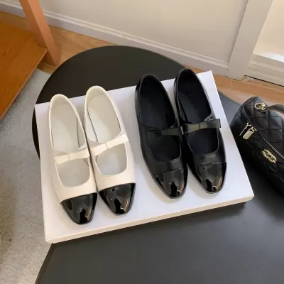 Women's Classic Color Block Chanel Style Bow Office Square Toe Mary Jane Flats Fall