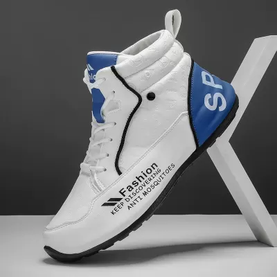 2026 Spring New Men's High Top Martin Boots White Casual Sports Shoes Student Trendy Shoes